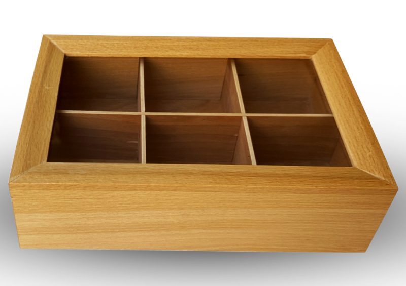 جعبه تی‌بگ چوبی مدل تنو با ۶ محفظه مجزا